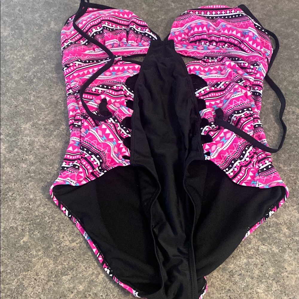 BONGO Pink and Black One Piece Swimsuit